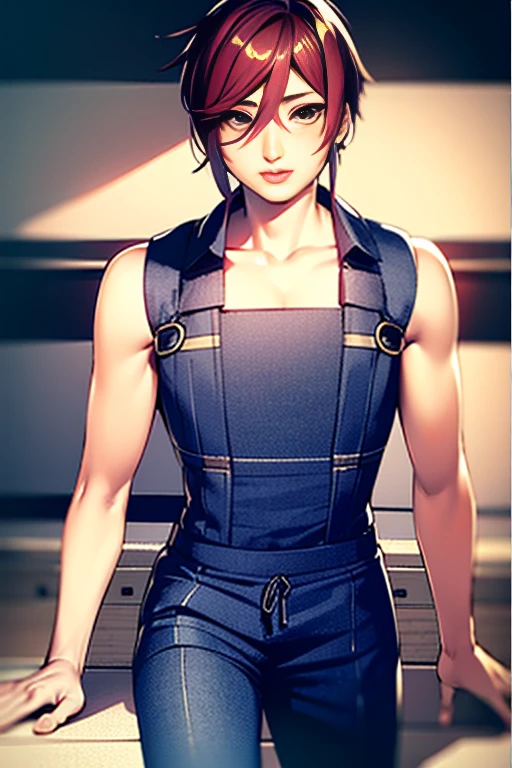 (High-definition CG), ( Best Quality ), (High-definition CG), ( Best Quality ), (Touken Ranbu Shinano Toushiro ), (Overall view)  Huagai with a cool and handsome face  ,SWAT Clothing,  Beauty, 18 years old,  Toned and muscular,  Cool and Handsome Face , Sharp Eye