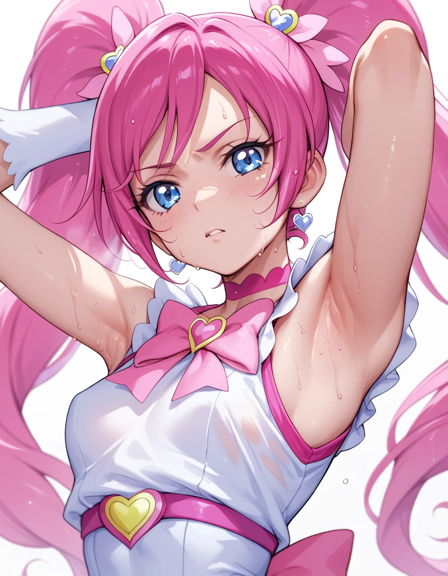 Cure melody,pink hair,twintails,armpit,sweating