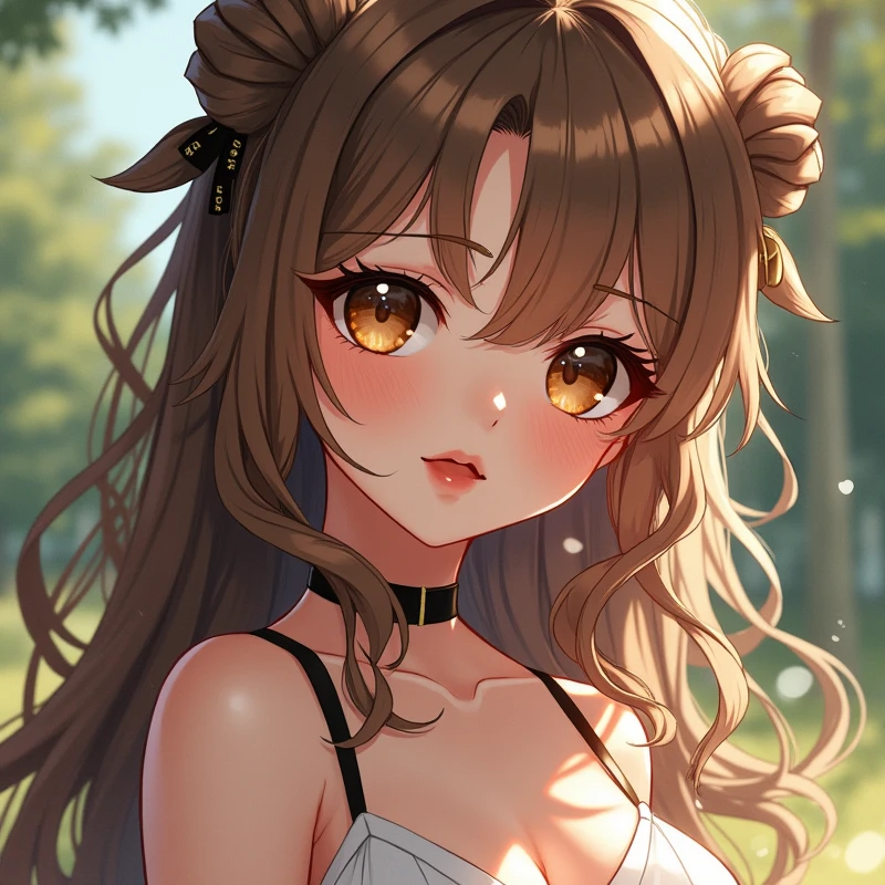 score_9, score_8_up, source_anime,
1girl, solo, dress, long hair, brown dress, lion girl, cute, hair ornament, brown hair, bare shoulders, brown eyes, floating hair, collarbone, closed mouth, blurry, standing, light particles, cinematic, brown theme, chiaroscuro, upper body, looking at viewer,