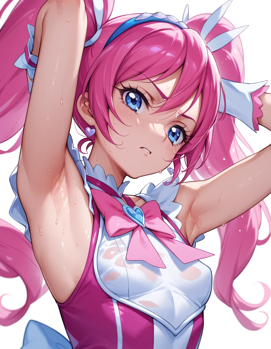 Cure melody,pink hair,twintails,armpit,sweating