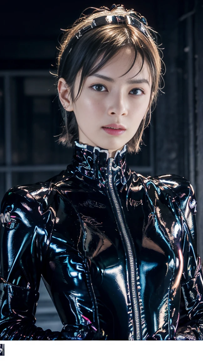 Best quality, masterpiece,  Ultra High Definition , ((Photorealistic: 1.4), rAW写真, 1 Cyberpunk android girl,  shiny skin, (Super realistic details)),  Mechanical Hands , Tubes attached to mechanical parts, Mechanical vertebrae attached to the spine, mechanical cervical attachment to the neck, wires and cables connecting to head,  Evangelion , (( Ghost in the Shell)), Tiny Glowing Lamp , globalillumination, Deep Shadow, Octane rendering, 8k, ultrasharp, metal, Intricate Ornament Details, baroque detailed, highly intricate detail, Realistic Light, Trends in CG, Facing the camera,  neon light details , (Background Android factory), art by H.r. Giger and Alphonse Mucha.Show the whole body from head to leg、Red Costume