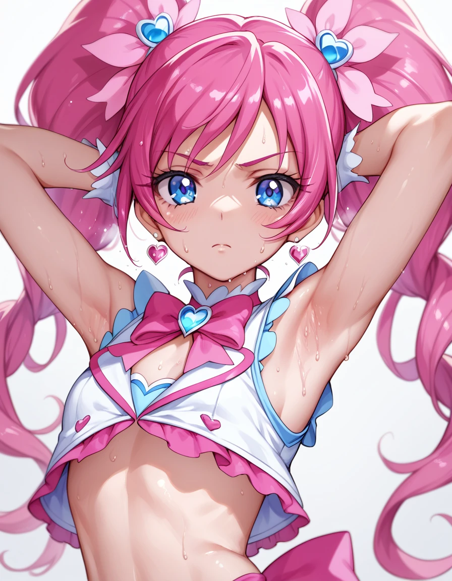 Cure melody,pink hair,twintails,armpit,sweating