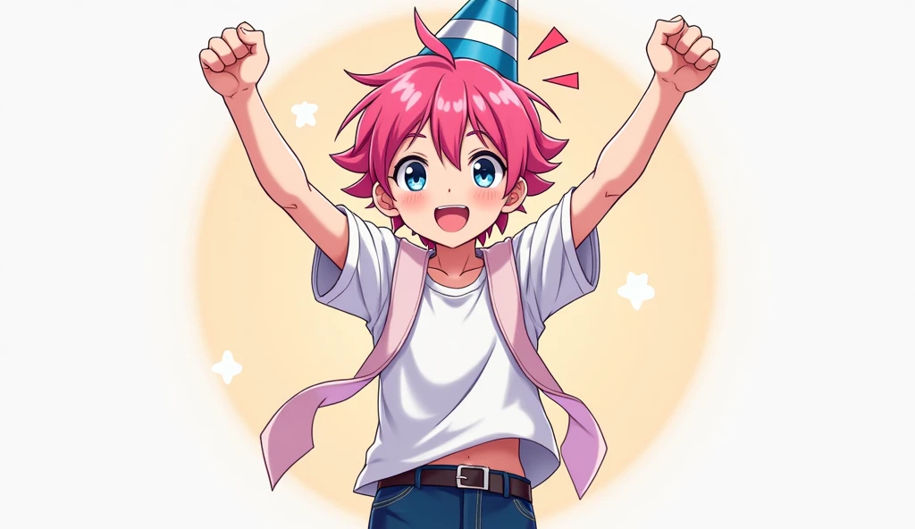<lora:riffleman1130_v2:1.0>, (riffleman:1.0), drawing,1boy, confetti, happy birthday, midriff, purple hair, scarf, solo