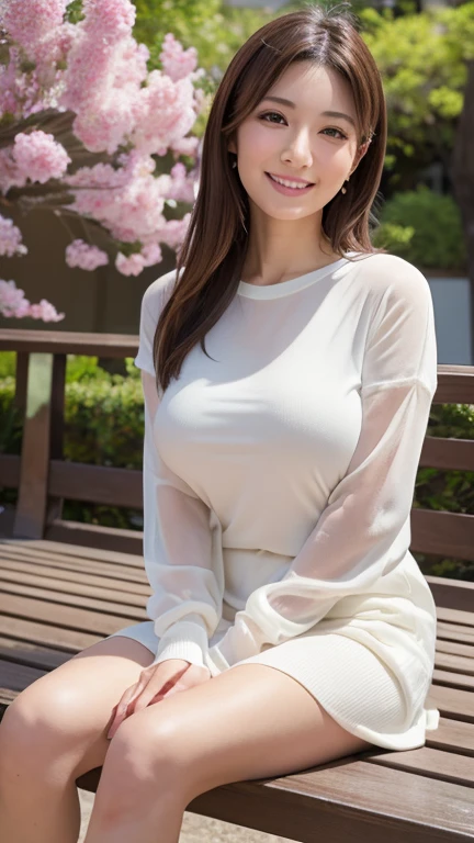 ((Best Quality)), ((8k)), ((masterpiece: 1.3)), (Perfect looks), ( transparent : 1.6), (JMA), (Ain), ( Japanese Mature), (爽やかで魅力的な笑顔
Mature woman sitting on a park bench),Knit shirt, One Mature Woman ,wife,street,Best Quality,masterpiece,  extremely delicate and beautiful ,CG,Unity,8k wallpaper, wonderful, Every detail,  very detailed CG Unity 8k wallpaper,非常に  high resolution on down ,Super detailed,  high resolution on down ,  very detailed,  A girl with beautiful details showing her pubic area and dark pubic hair,Realistic,Soft light,Full Frontal (sunlight), 40 years old, big breasts at the temple,kind,  has a smiling face ,  upper body