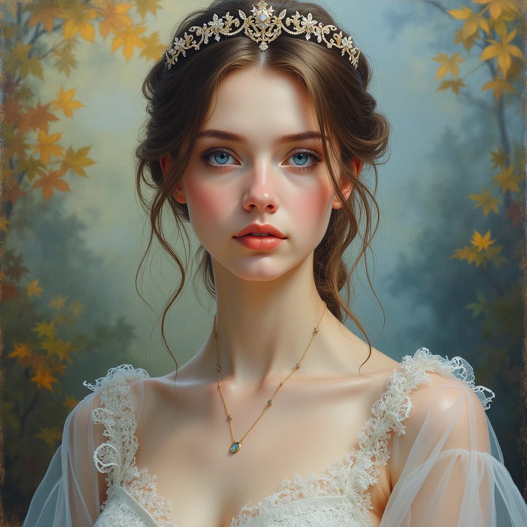 An ultrafine detailed watercolor painting of a gorgeous woman with flowers in her hair, in the style of Alphonse Maria Mucha and Gustav Kilmt, art nouveau accents, fairy princess, anthropomorphic female, female figure, detailed cover artwork, as the goddess of the flowers, Alphonse Mucha, Gustav Klimt, pale bluish skin, a marble sculpture, cgsociety, gothic art, art nouveau, behance contest winner