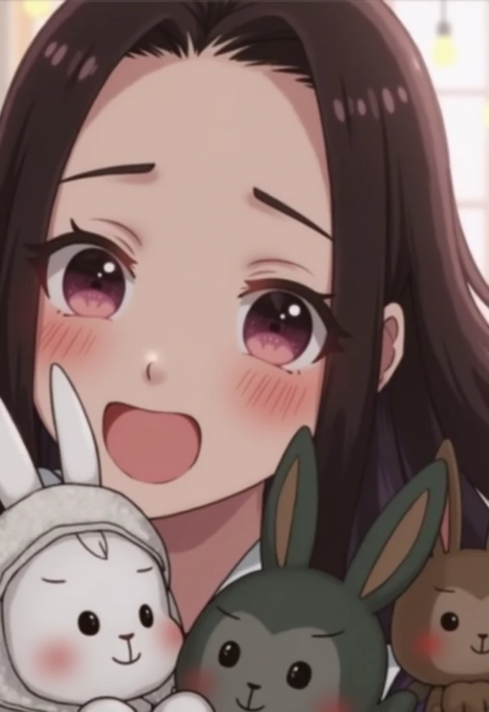 1boy,1woman,mature woman holding boy's penis,blowjob,woman,black hair,woman focus,penis on mouth,look up,sweaty,bukkake on face,naughty bunny costume,at nightclub,cum,detailed skin,no bangs,sucking,suffering,(blushed),trembling,short hair,happy and wide-open eyes,head grab,excessive cum