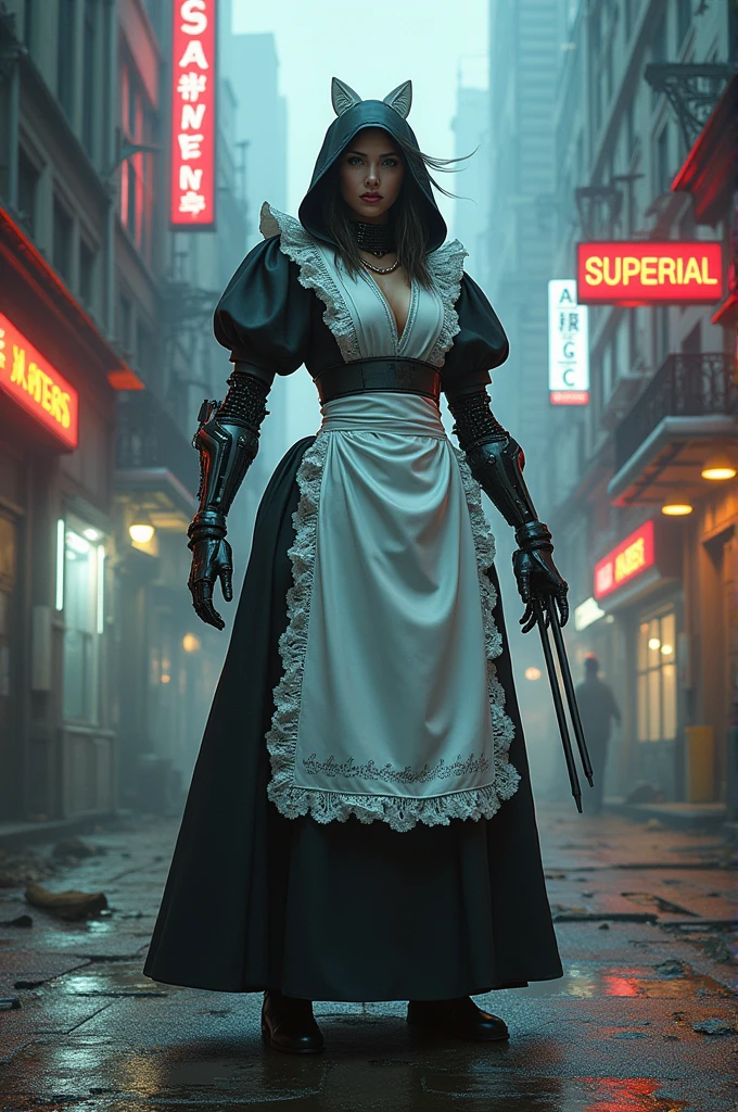 (3/4 view:1.5) 1 Same Girl , Perfect Beautiful , , ((korean woman)), Korean 18 Years Old , Medium Hair , Black Gothic Nun Dress , Athletic Body , ((gigantic breasts:1.2)) Extreme Detailed Portrait With Bokeh Effect , Realistic Lighting , Night Street View , Dark Vibe , Crowd , Gothic Makeup , Gothic Tattoo , Posing Like a Model , Look at Viewer, cool lighting, blue street lamp light((sunset ambiance light:1.0))
