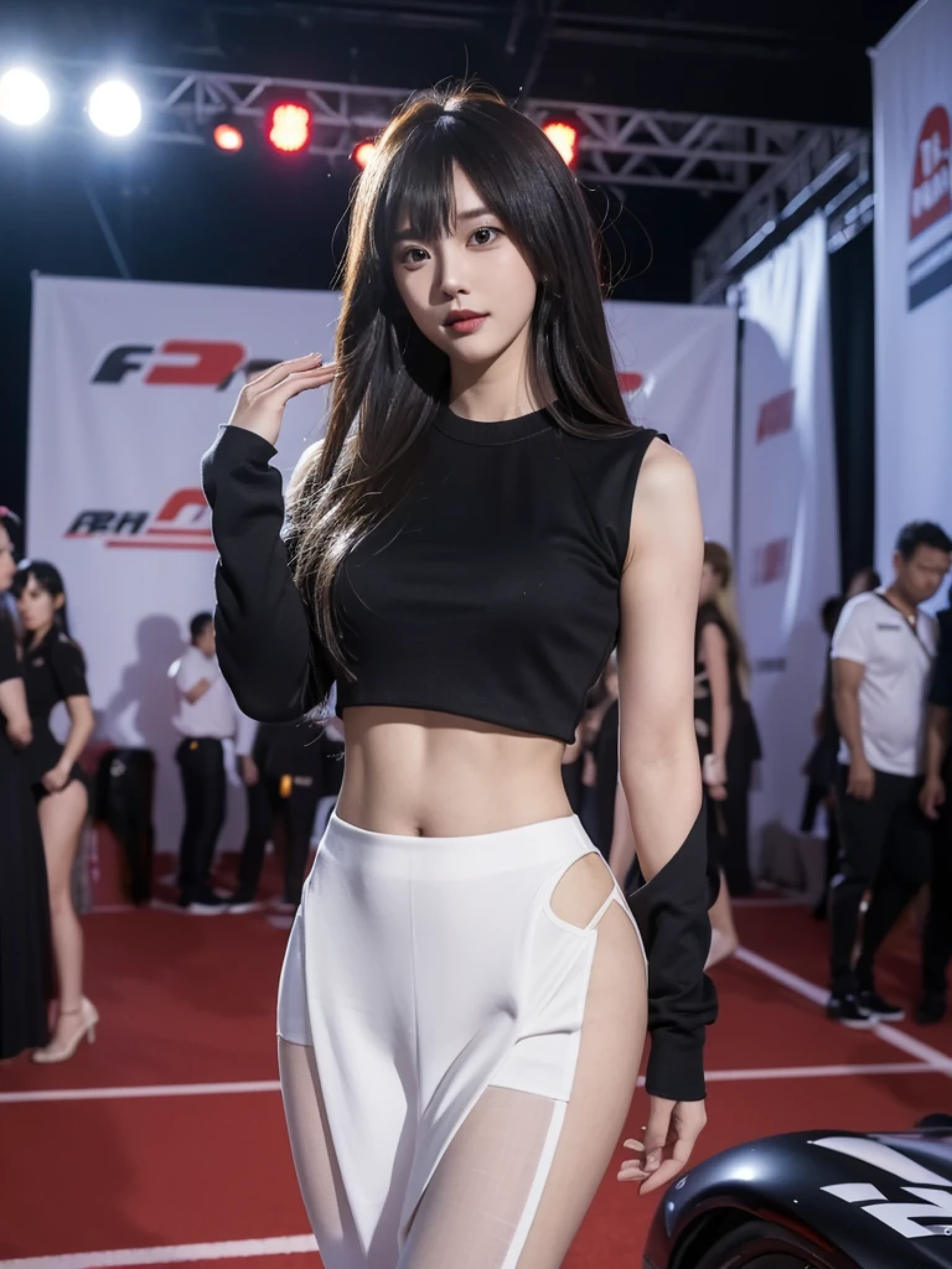 Realistic Rendering with Unreal Engine 5, Random Pause, (Behind the scenes of AV filming at the Motor Show venue:3.0)、(二人の老人男性がRace Queenの胸を触る :3.0)、Race Queen、Uniform with sponsor logo Red uniform、Earrings、 、Exquisite beauty、Beautiful Face, Tall and slender model, Huge , Oil,( length, Thin legs:1.5)、(Close-fitting car racing suit with sponsor logos:1.8),((Black metallic and white miniskirt lift with sponsor logo:1.3),(太ももまでのスポンサーロゴ入りRace Queenロングブーツ:4.0)Spread your legs、(太ももまでのRace Queenロングブーツ:4.0)、Spread your legs、wet and shiny body, Colorful Hair, (((Brown skin beauty))), (Shooting with multiple cameras:2.5)、(Behind the scenes of AV filming at the Motor Show venue:3.0)、(Surrounded by a lot of old people:3.0)、、Laughter、(Breastfeeding through clothing:1.1),( Are standing:1.8)、 line、(Behind the scenes of AV filming at the Motor Show venue1.1),(masterpiece, 最high quality:1.3) (Surreal:1.35) (Realistic:1.45) (Skin with attention to detail) high quality, Browsing Caution, (複数のpenis, Surrounded, 二人の老人男性がRace Queenの隣にAre standing :2.0) (Bukkake, how:1.5), Japanese Girls, 24-years-old, Expressive eyes, Perfect Face, (fix makeup) (lipstick:1.1) (eyeliner:1.1) mascara, eye shadow, (Black Hair), , break slender, Large Breasts, (Nipples:1.0) (perfect Nipples:1.0), (Dark Skin:1.4), (Oiled and shiny body:1.3), Spread your legs, (太ももまでのRace Queenロングブーツ:4.0)、break (girl covered in how:1.5) (excess how:1.3), (Blowjob and handjob, A girl shakes an old man'penis:1.3),Behind the scenes of AV filming at the Motor Show venue.(二人の老人男性が女性の隣にAre standing :1.8), (Ejaculation into the body:1.7)、(Behind the scenes of AV filming at the Motor Show venue:3.0)