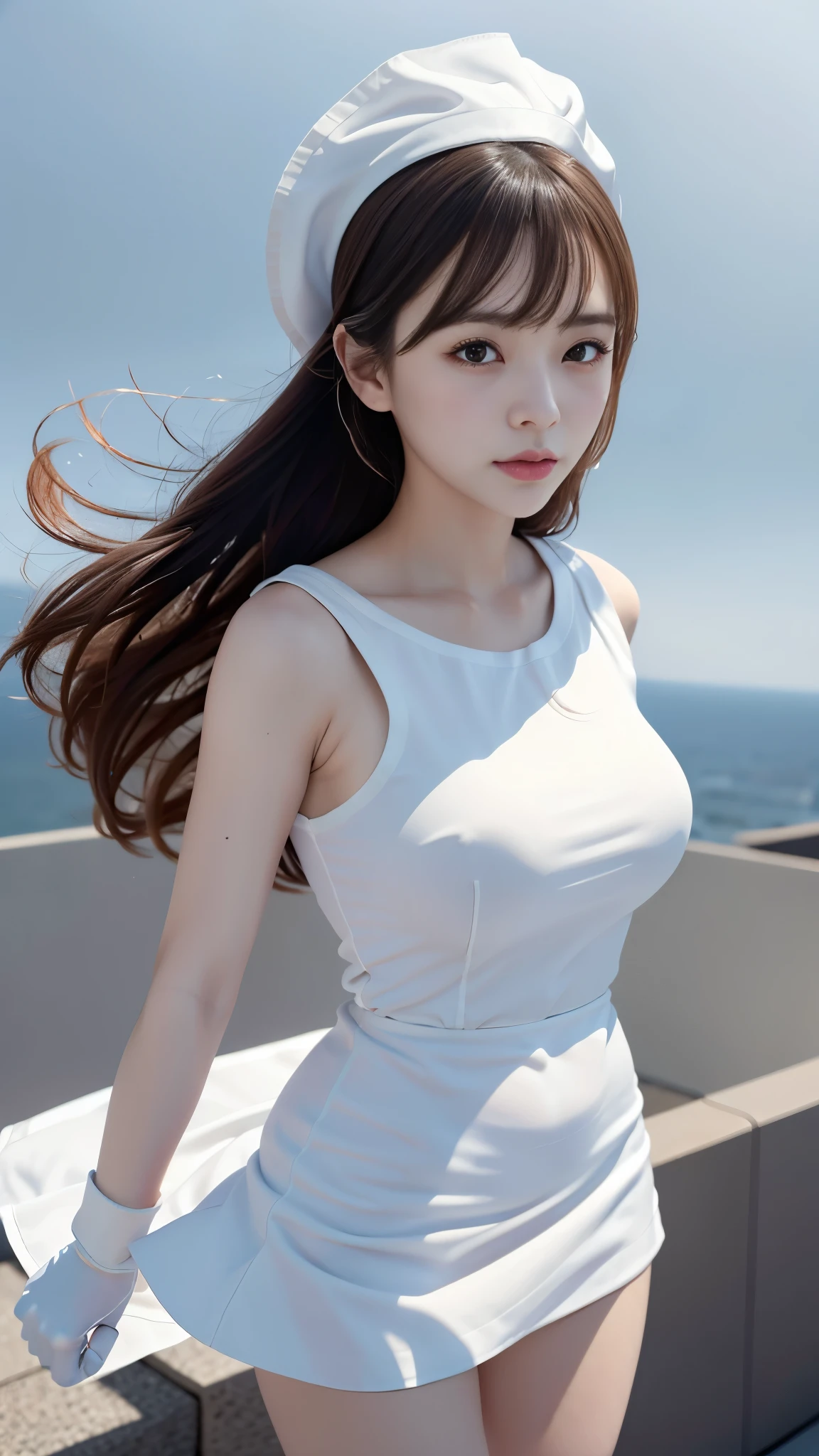 (Masterpiece, Real: 1.4), (Very Complex: 1.2), >, Close Shot, Portrait, (Upper Body: 1.2), (From the front: 1.3), (White Sexy Underwear)), (Long Dress: 1.2), Very Long Hair, Chest, Bare Shoulders, Sky, Sea, Water, Watching the Viewer, Italian, Head Tilt, Wind, Clouds, Daylight, Outdoor, 1 Girl, Solo, Break, Cinematic Lights, Ultra High Definition, 8k UHD, film grain, perfect anatomy, exquisitely detailed skin, best shadow, delicate, RAW, high resolution, (((thin fabric)), ((sheer)), ((protruding hard,