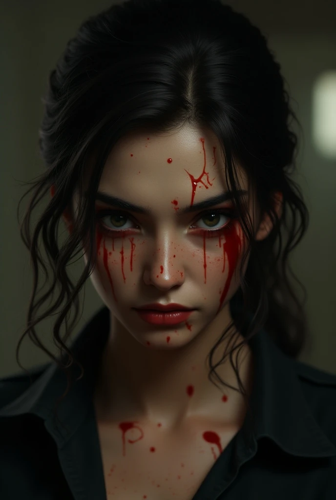 reelhorror, 1girl, humanoid, dismembered body, spider legs, looking at the viewer, short hair, lying down, pants, bag, blood, tentacles, monster, wound, blood on the face, realistic, death, corpse, messy, interior, garbage, pov scene, pov, horror, hyperrealism, strong impressionist painting style, 1.618, elegant, ethereal, intricate, elaborate, hyper-realism, hyper-detailed, strong expressiveness and emotionality, cinematic lighting, visual clarity