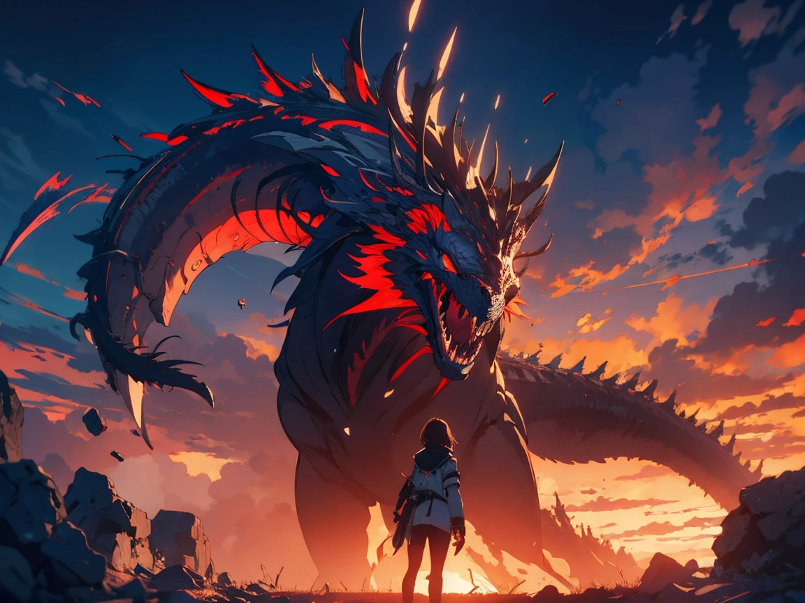 Island building, a Chinese dragon, hovering overhead, bloody and bloody, --auto