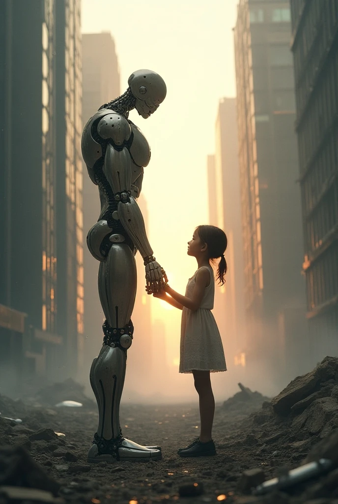A high school girl roundhouse kicks an invading android、City、Cloudy、Black Hair、Shortcuts、Japanese、Real、photograph、