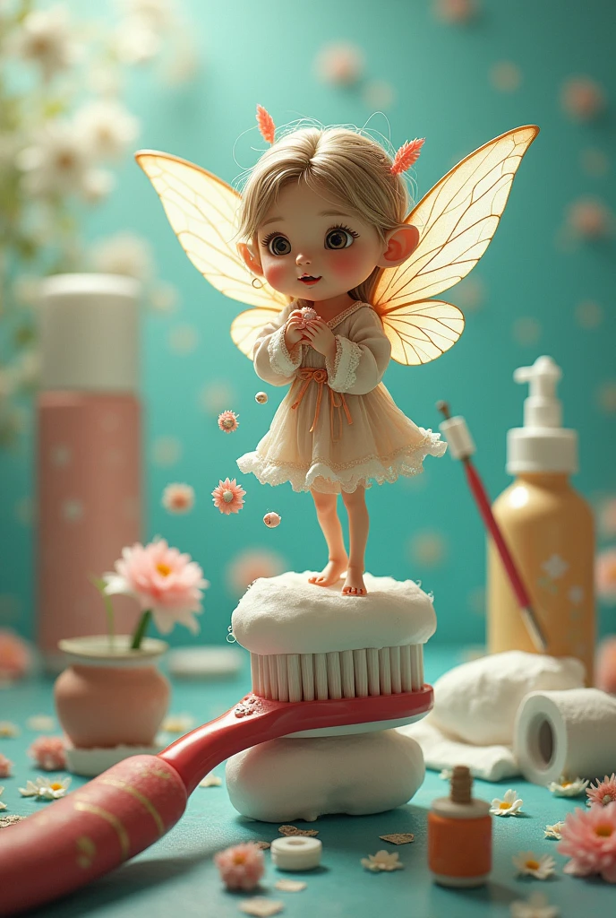 Spanish old master painting of a realistic fairy peeking around from behind a cupcake. studio lighting