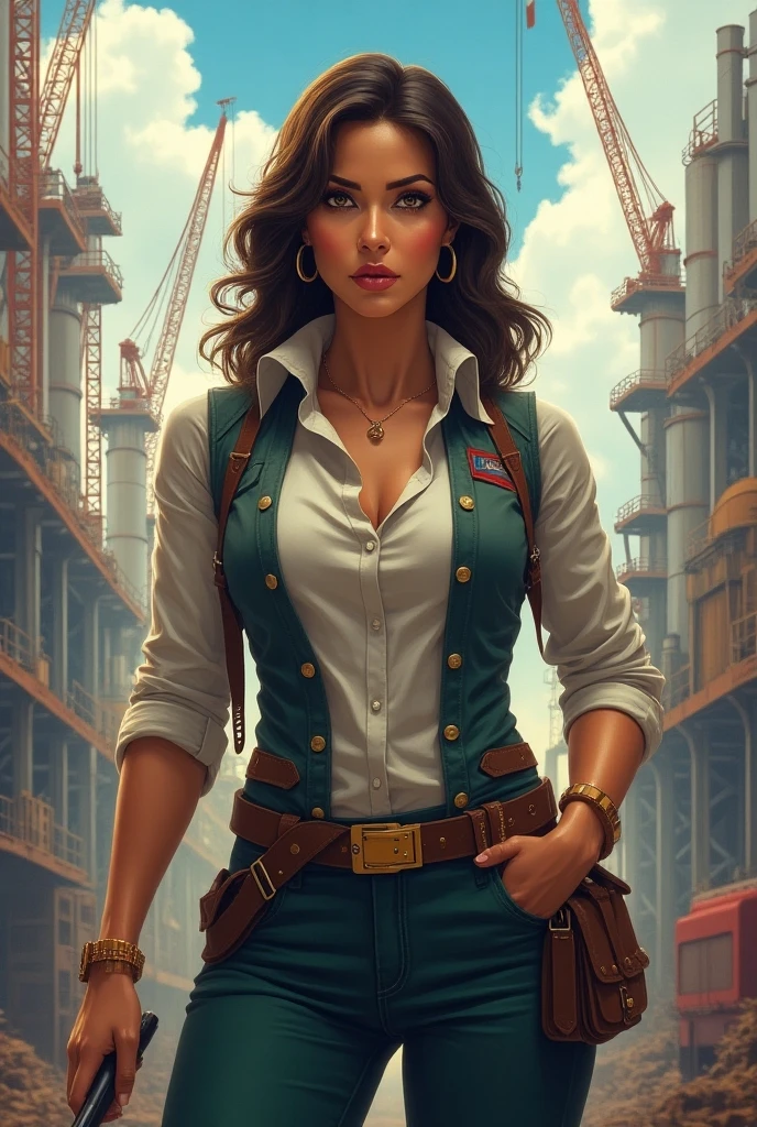 mechanic, engineer, workers, constructor worker, constructor environment, work , (8K UHD:1.2), (photorealistic:1.2),(masterpiece:1.4), (best quality:1.4),extremely detailed wallpaper, highly detailed illustrations, ((1 Girl)) , (super-complex details) official art, unity 8k wallpaper, ultra detailed, beautiful and aesthetic, masterpiece, best quality, (zentangle, mandala, fantasy, elf), (fractal art:1.3) , masterpiece, , intricate detail,),((bulking)),(body muscular:1.6),,busty,sexy,curvy,crazy abs, upper , holy_armor, spike hair, white uniform, stretching
