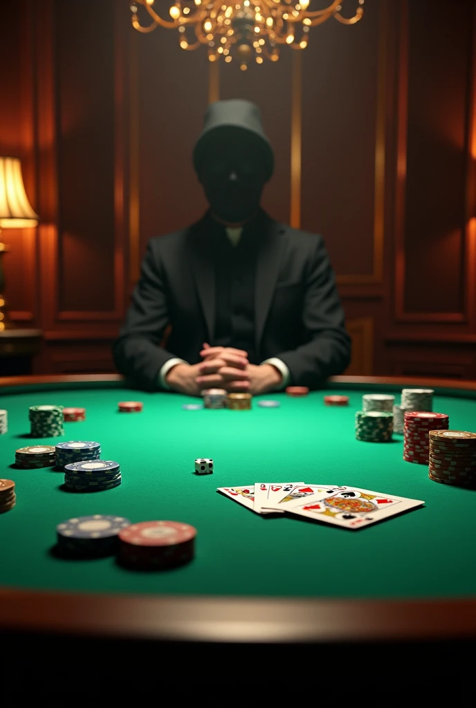 Digital art depicting a high-stakes poker game gone awry, from "Cards, Money, Two Barrels, " where playing cards take flight amidst a tempest of poker chips, embodying the chaos of an "all in" moment, captured with a hyper-realistic double exposure technique, clarity at 32K resolution, exquisitely composed, a trending piece on ArtStation, visuals at a stunning 8K, blending photorealistic concept art with the refined illumination of soft, cinematic composition, masterpiece-level oil painting., ultra-detailed, high contrast shadows emphasizing the grave markers, evoking the film's classic cinematography. High Resolution, High Quality, Masterpiece.best quality, masterpiece, super detail