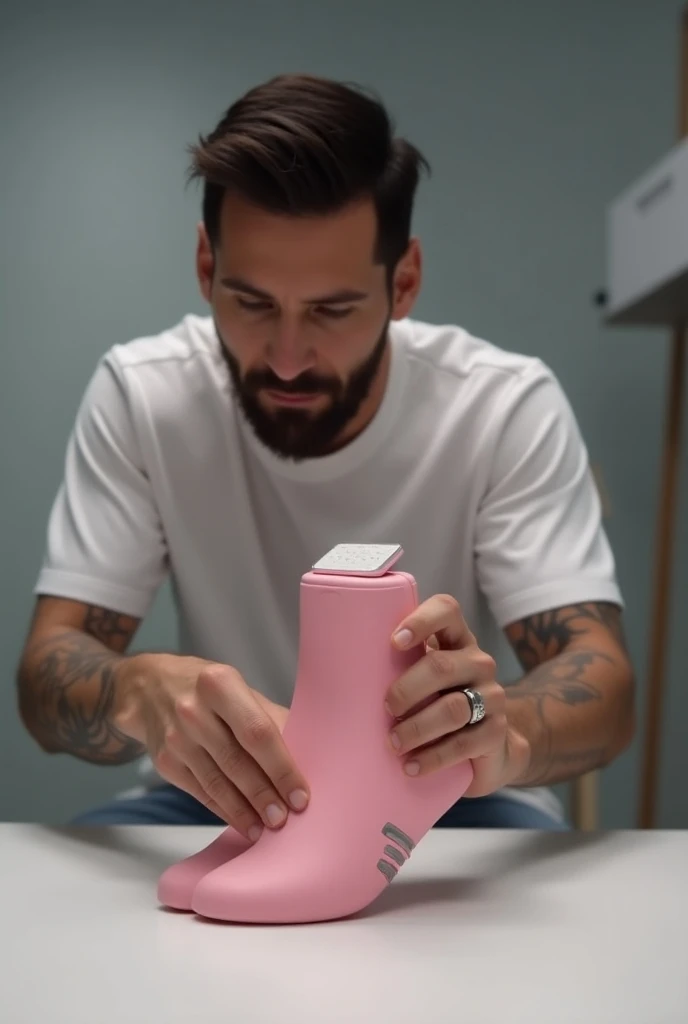 fundo branco, pixar desenhos animados 3D, homem tatuando, tatuador ::estilo pixar cartoon