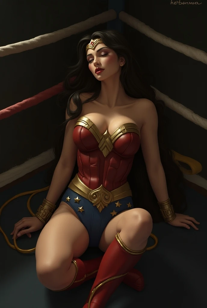 ((wonder woman is in the lair of her tormenting enemies)) ,((SUPERHEROINE WONDERWOMAN É UMA VELHA PROSTITUTA IMUNDA, prostitution)), ((emotional expression,expression of pain and despair, gritando de dor, expression of suffering, olhos arregalados)),(Wonder Woman is crouching, pernas abertas), (((She is crying a lot, ela tem cabelo preto, ela tem cabelo longo))), ((She wears a thick metal necklace around her neck..)), (She is barefoot), (obra-prima, melhor qualidade) 1.5, 1 garota, sozinho, (sensual, mulher bonita, rosto perfeito, olhos perfeitos), corpo inteiro. ((She is wearing fishnet panties)), tears running down your face)), ((Mulher Maravilha em cativeiro amarrado ,arms tied behind the back, em seguida, using some fixation method, like a rope or chain that runs from the wrists to an attachment point above, their arms are raised behind them until the person is forced to bend forward)), ((emotional expression,expression of pain and despair, gritando de dor, expression of suffering, olhos arregalados, expression of fear, corpo se contorcendo de dor)), (((Your clothes are torn, Your clothes are in tatters))) 