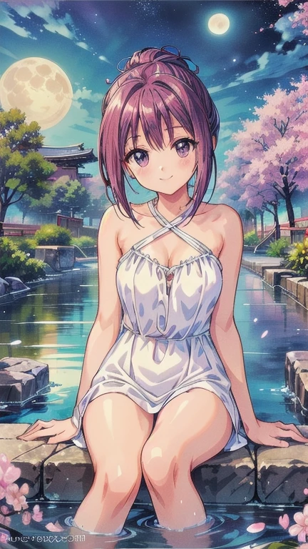 ((masterpiece, Highest quality, Highest quality, Official Art, beautifully、aesthetic:1.2)),((masterpiece)),((Vibrant colors)),((Ayako Katagiri)),((Katagiri Ayako)),((artoria pendragon))((smile)),((Smile)),((happiness)),Ribs,Healthy Beauty,Abdominal muscles,(nude),(Completely naked),((Pink nipples)),sexy,With depth,Shaded,((Japanese open-air bath)),(Cherry Blossoms at Night),(full moon),((Cherry tree in full bloom)),(((Cherry Blossom Viewing)))Sweat,((Cherry Blossom Viewing酒)),washcloth,((2人のCompletely nakedの女の子)),Frolic among friends,((Cross-legged)),(Japanese sake),Sake cup
