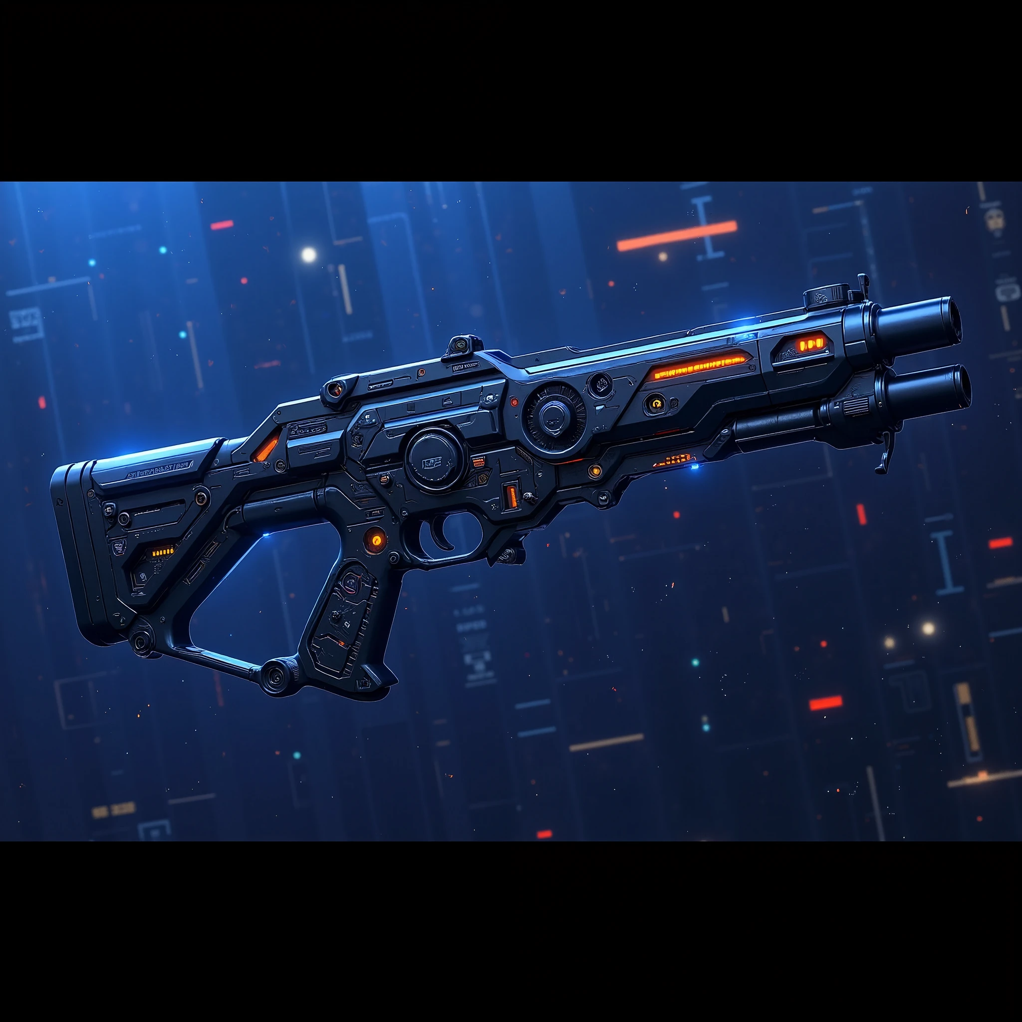 (masterpiece:1.2, best illustration,Super detailed),(Cyberpunk design drawing of a gun based on navy blue and black:2.0),( Laser Guns :2.0),(Energy Guns :2.0),(The background is an abstract cyber space :2.0)