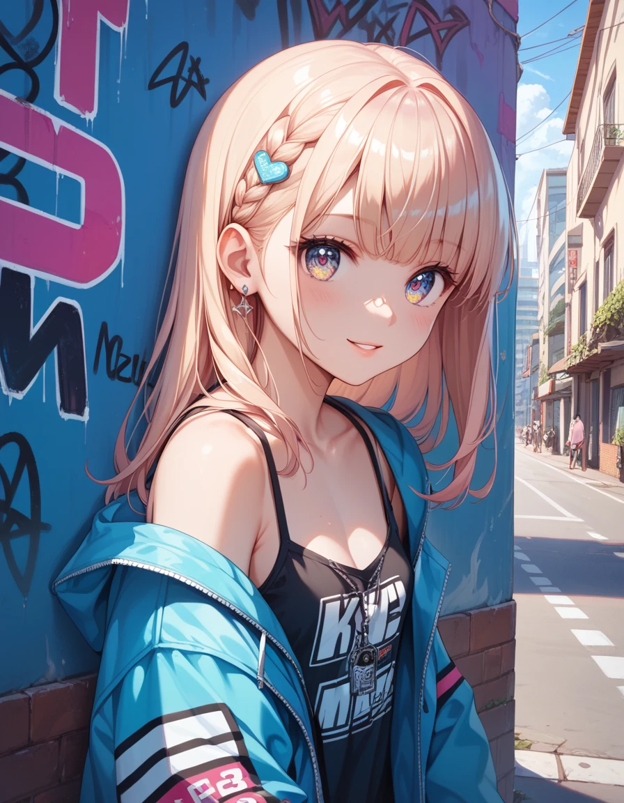 Score_9,Score_8_high,Score_7_high, Those_Anime-Series,masterpiece, best quality , ultra-detailed eyes , keep highly detailed ,(close-high),
 1 girl,cute_Face,thin,small, girly body type,arm_Statur,Small_Breasts,
 Designs,Fashionable,Streetwear-Stil,urban clothing,  leisure accessories  , fancy designs , complicated clothing ,Fashionablee Katzenohrmütze, oversized clothing , graphic prints ,
 street graffiti ,