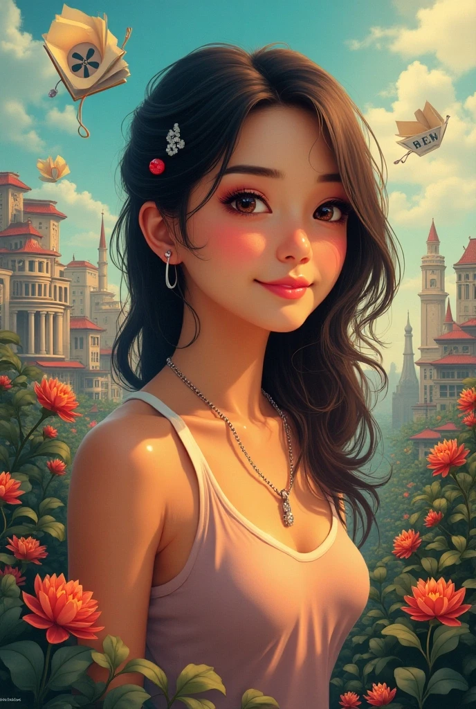 A beautiful woman in a cartoon