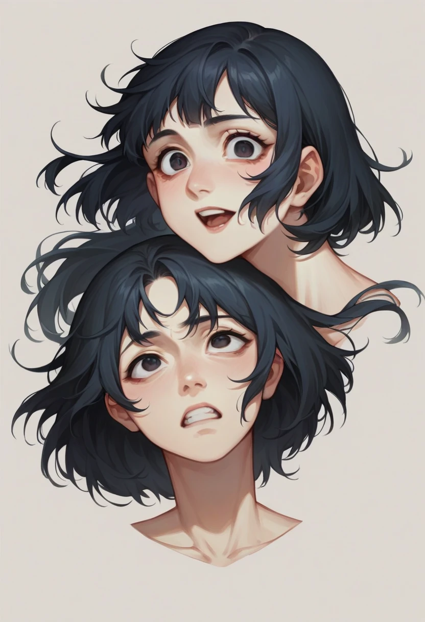 (masterpiece), best quality, expressive eyes, perfect face, 1950s woman, 20 year old, short neck length black hair, being fucked, poses, feliz, emoción, alegre, risa