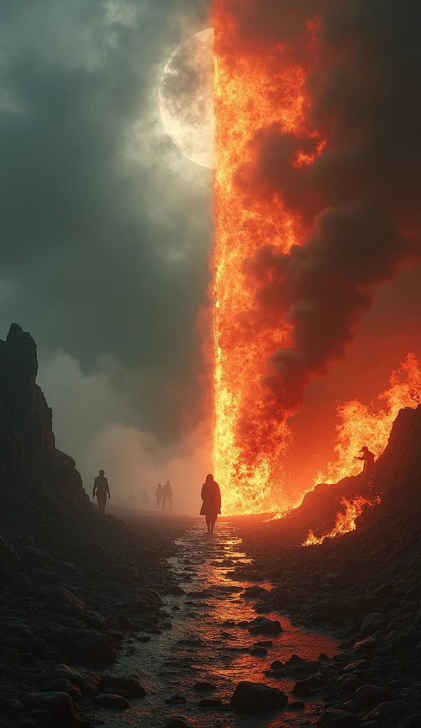 There was a woman standing in a field of flowers looking at the volcano, in volcano, volcano landscape, Beautiful lava landscape, in volcano, In the volcano, iceland, iceland photography, sci-fi of iceland landscape, In front of the burning desert, volcano landscape, standing close to volcano, Lava fields, active volcano, unsplash contest winning photo, Lava in the background