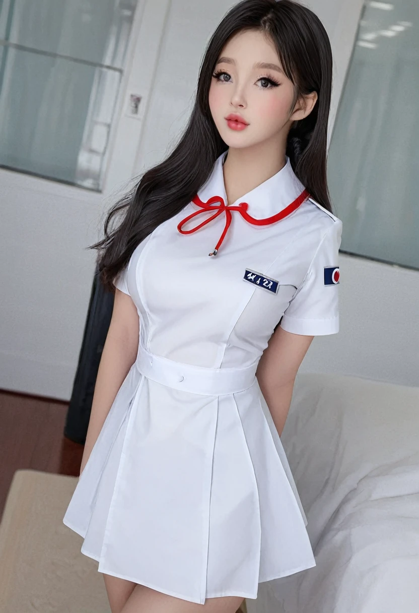 (best high quality:1.5), work of art, (8k), extremely detailed masterpiece, (tall details:1.4), solo, ((HotLexi)), ((Korean Ulzzang girl with 24 years old)), (nurse uniform), (perfect model face:1.4), (body of a hot with the shape of a perfect hourglass), (round breasts), score_9, score_8_up, score_7_up,