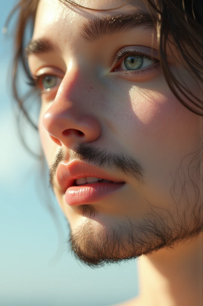 Homem forte e bonito e jovem (20 a 25 anos), ultra realista. 8k, usando camiseta e bermuda