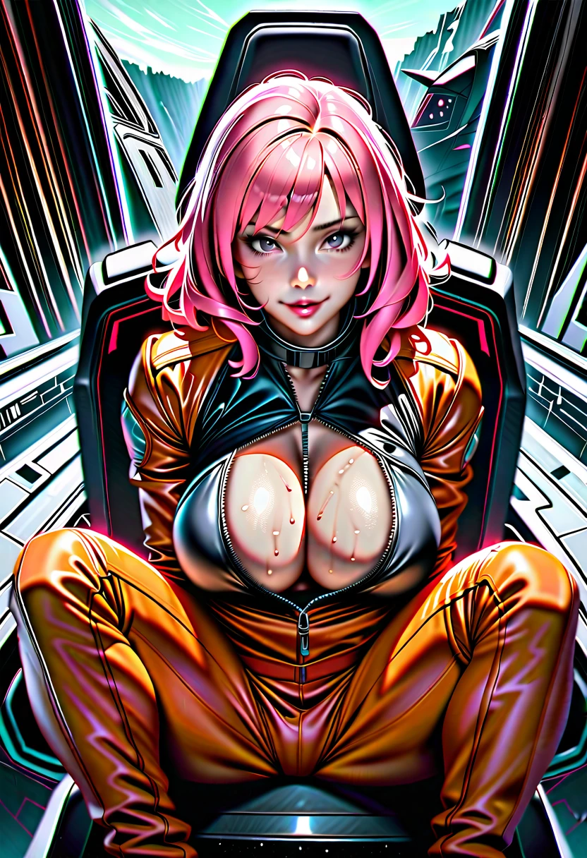 Masterpiece, of the highest quality:1.3)Lightning FF13, 1 girl, alone, pink hair, ((naked, naked)), socks, stockings, pussy, spread legs, modern city, modern city, Fantasy, NSFW, +18