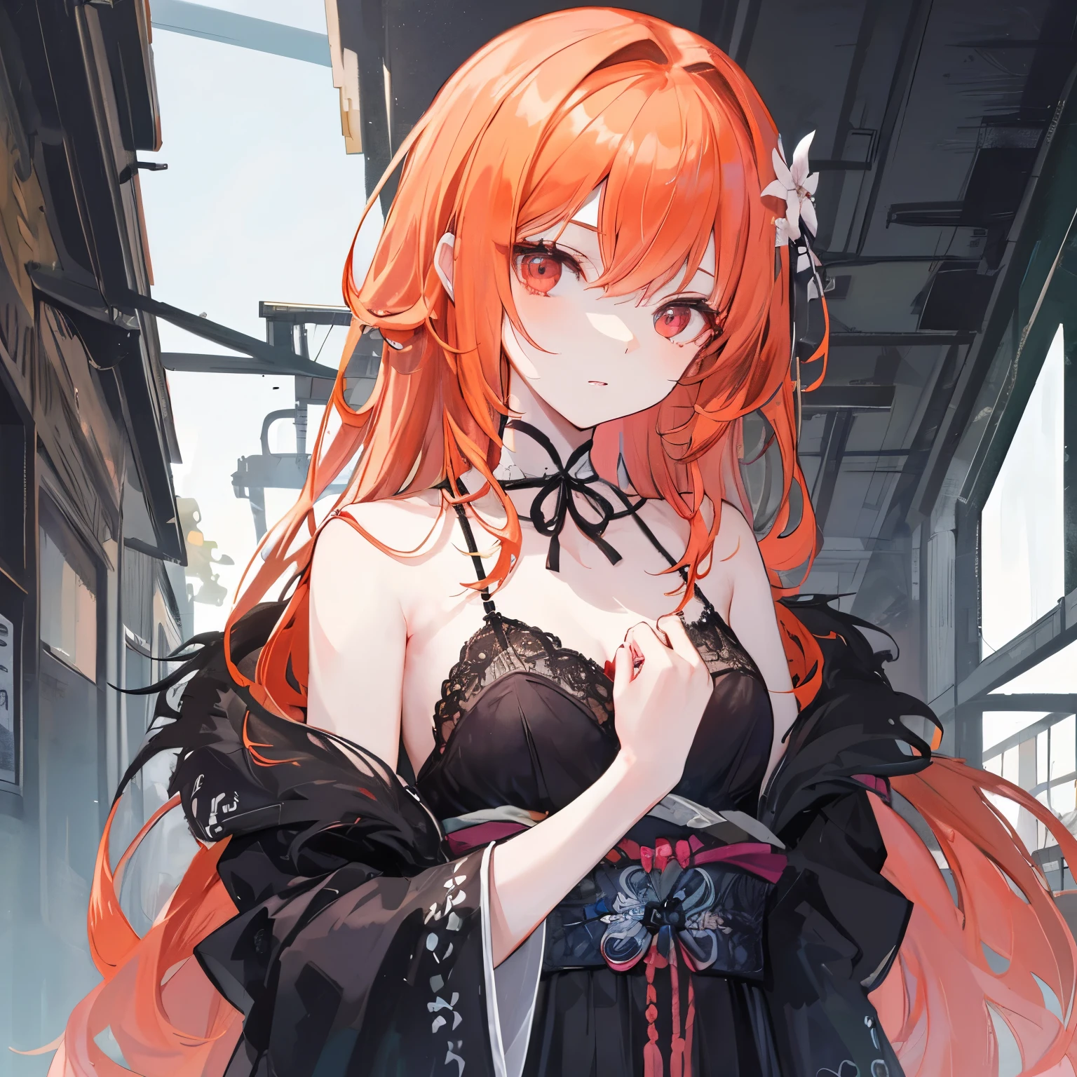 high resolution, 1 , shorth hair, hair orange,Eyes red, Hair with low double braids, laughter, breastsout, bunny ears, jewel, motion lines,