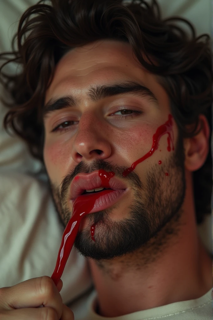 (((there is a man laying in a bathtub with bloody red water))) , laying in bathtub, (((lying in bathtub with blood on the body smoking))), lying at the bathtub with a yellow rubber duck, (((in the bathtub with black pants on))), male art, Fanart ", inspired by Gaston Anglade, fan art, on my bathtub, laying back on the bathtub, relaxed man with arms on the sides of the bathtub, handsome man, man with shaved beard, red-eyed man,, [ rigidly defined abs ]!!, [ adamantly defined abs ]!!, sylas
