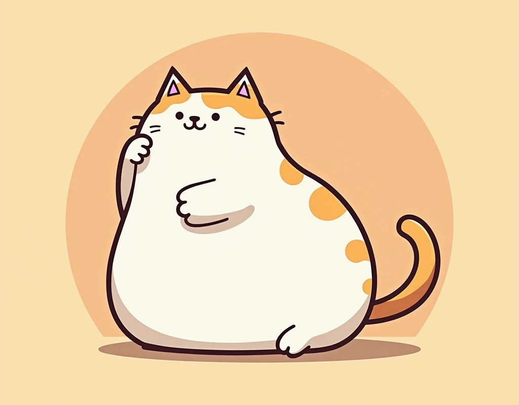 cat大戦争, cat, Full screen, Cat in line art, Round Cat, Fat Cat, Charm, Deformed cat