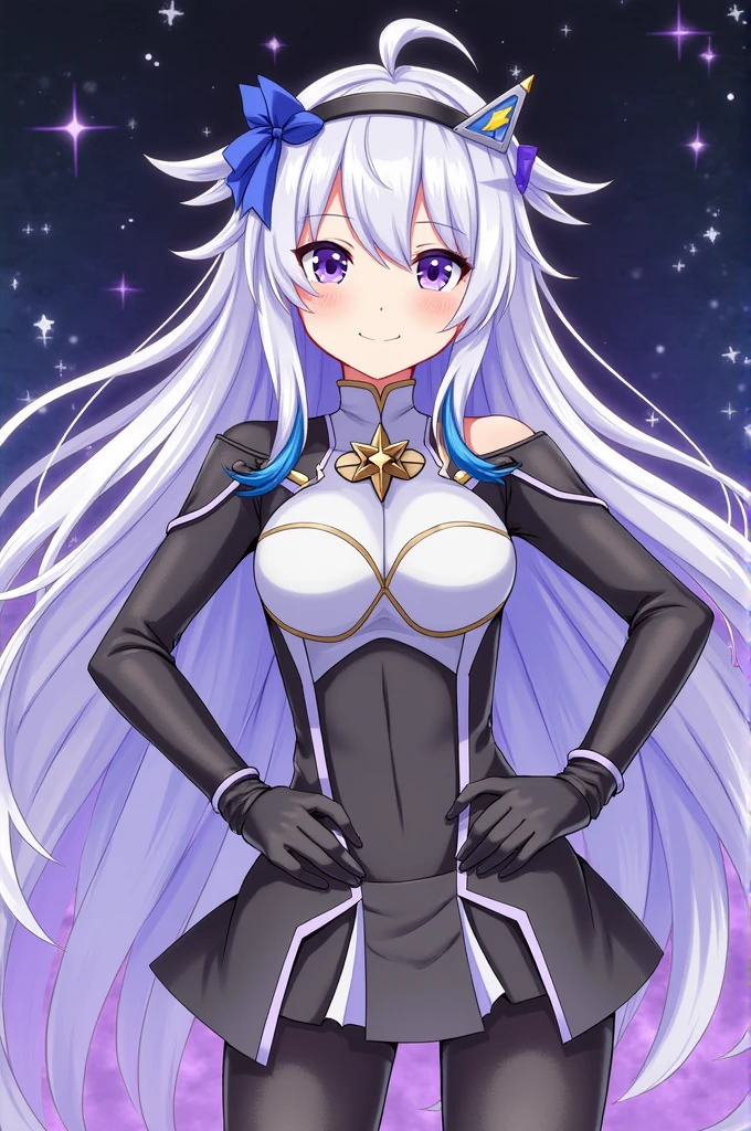 1girl, anime, cute girl, 25 year old woman, nsfw, starry background, hanging stars, fairy lights, fantasy, detailed dark fantasy dress with highlights, beautiful face, beautiful eyes, dark colors, silver white hair, purple eyes, (small breasts: 1.2), breasts out, showing breasts, dress pulled down, corset dress, beautiful skin, cute, extremely delicate and beautiful, (beautiful detailed face:1.0), (detailed deep eyes), symmetrical breasts, deep eyes, shiny skin, portrait, slender waist, great hips and slender thighs, long legs, shy smile, seductive, sultry, blushing, aroused, small nipples, wholesome, full body view, powerful sorceress, sexy, thigh highs