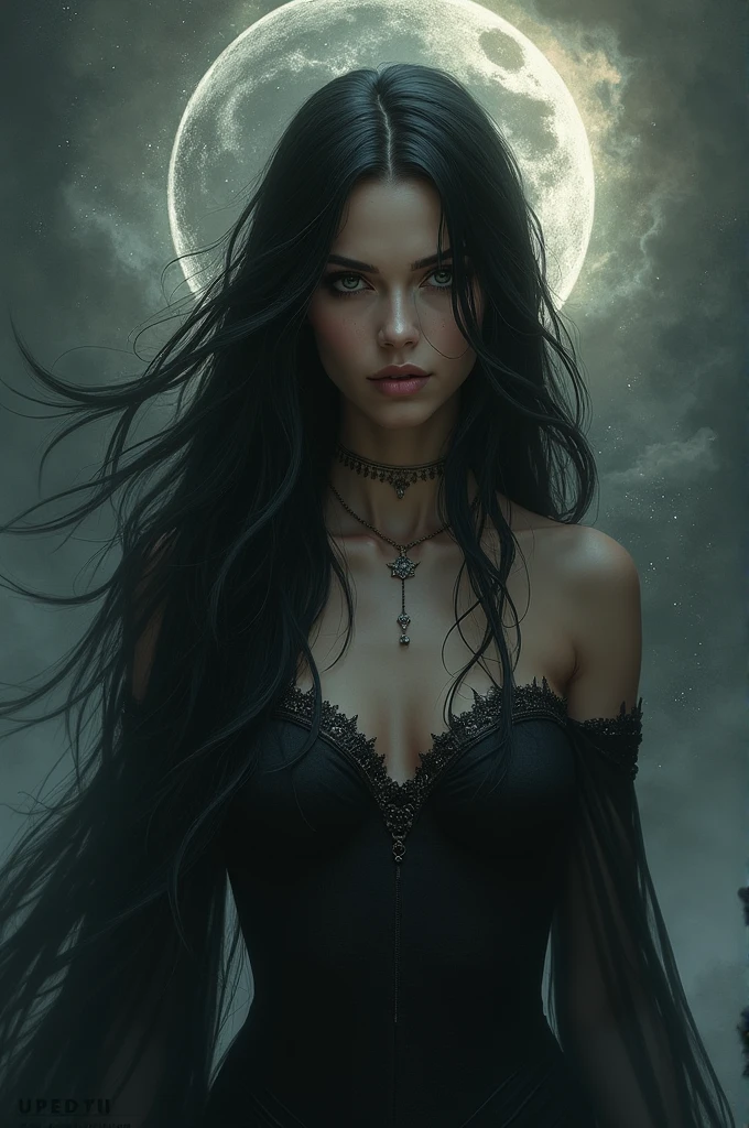 (((Close-up))), (((night time))), (((dark colors))), (((black filter))), (dark outside), illustration of a beautiful beautiful landscape in the style of Luis Royo bright figure, Beautiful young woman (((Slim frame, radiating confidence and resilience))), complex full sleeve tattoo, (notebook color combination), permission 32k, Best quality, looking at the camera, white light. from Lecro. (((bare chest)))