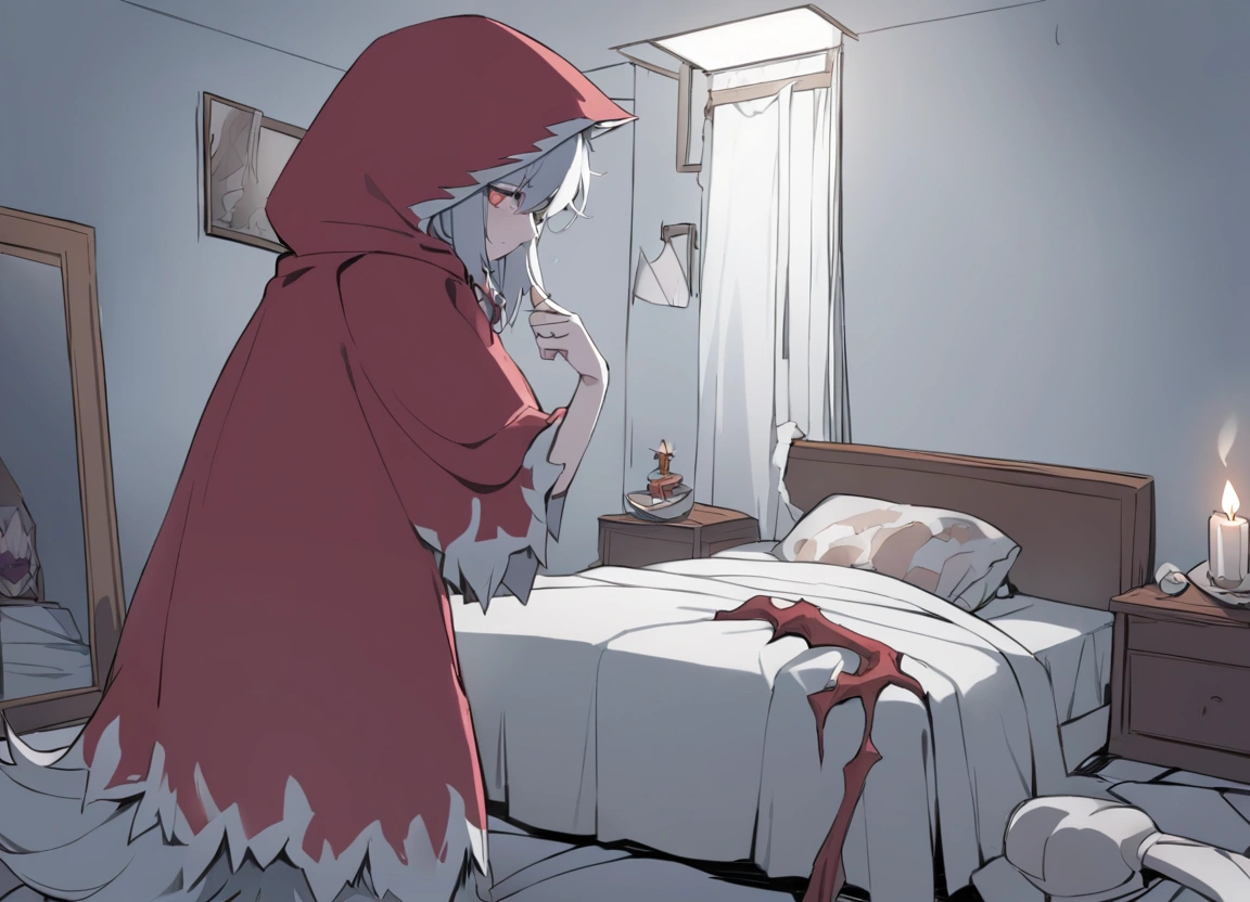 Naked Little Red Riding Hood, small udder,Infant chest。Flat chest、 red riding hood, Sitting on grandma's bed and spreading your legs, Put a classic children's illustration, Naked Little Red Riding Hood, , story book illustration, Richard Scary, story book illustration, Modern fairy tale illustration, Storybook Art, Paul Jack Davis, storybook illustation, Pol Maurice Sendak, , detailliert, hight resolution、fullnude、fullnude。10Years old and younger