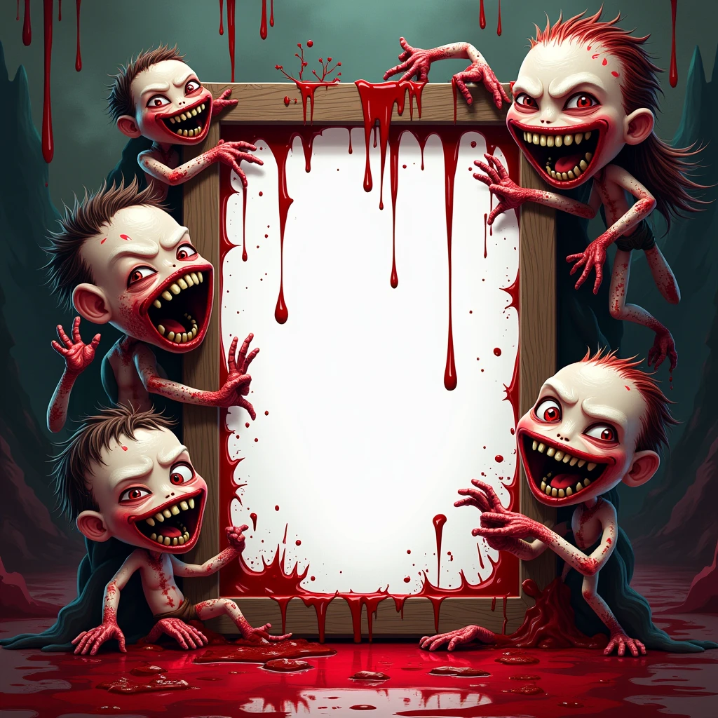 dark scene, long shot, a group of dead little babies in a dirty floor, dirty dark walls, dark and gross room, horror scene, darkness, terrific, bloody, dirty, dark mood, suffering, pain