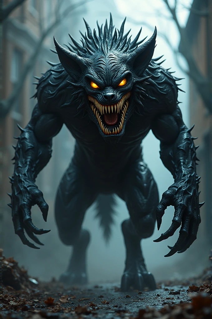 (ral-vlntxplzn-sdxl:1.3), (Werewolf, Shadow and light play, creating illusions of movement and depth.:0.9)