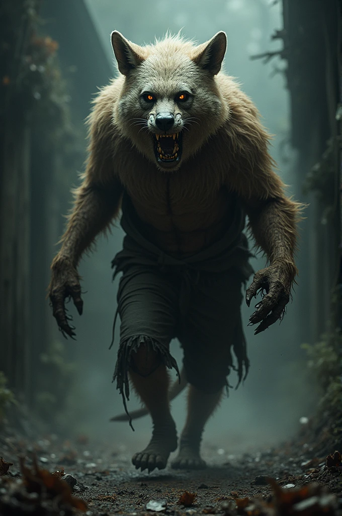 (medium full shot) of (beastly werewolf), brown fur, bristling fur, wearing leather vest, clawed gloves, set in a mystical clearing with glowing plants, eerie calm, a sense of otherworldliness , at midnight, Masterpiece,best quality, photo, realistic, very aesthetic, detailed face,