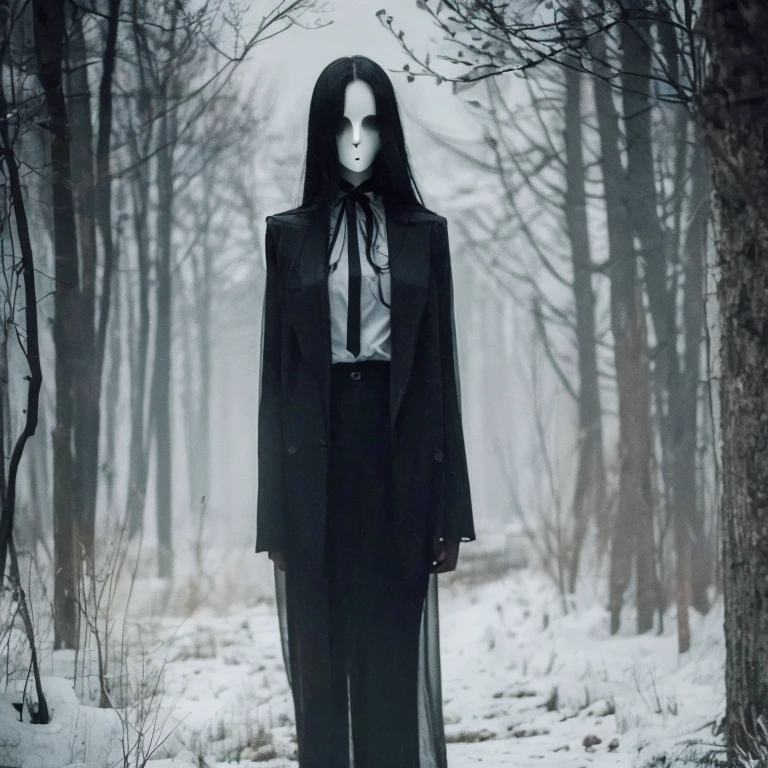 Slender Man,  but woman , scary, Тонкие щупальца Slender Manа, operator , Creepypasta , long black hair ,  empty title , High,