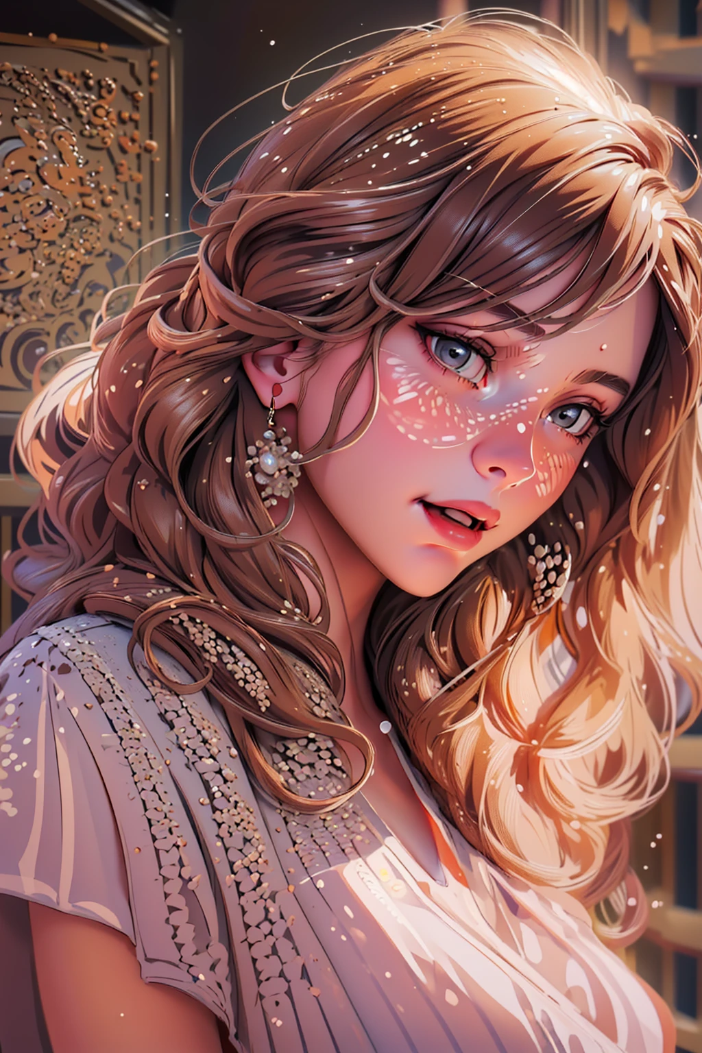 beautiful woman by ausk, 1 girl, beautiful detailed eyes, beautiful detailed lips, extremely detailed face and portrait, long eyelashes, elegant fashion dress, intricate details, delicate facial features, serene expression, cinematic lighting, warm color tones, photorealistic, ((best quality,4k,8k,highres,masterpiece:1.2),ultra-detailed,(realistic,photorealistic,photo-realistic:1.37)),8k, 50mm lens, natural lighting, dramatic shadows, award winning portrait photograph