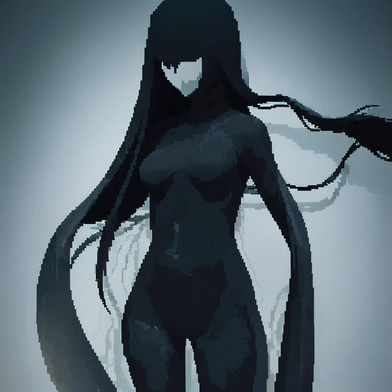 The shadow takes on the form of a human figure, completely devoid of color and detail, appearing as a silhouette in the blackest ink. It stands tall and still, its contours smooth yet indistinct, merging seamlessly with the surrounding darkness. Its limbs are proportionate, but featureless, giving no hint of identity or emotion. The head, devoid of facial features, tilts slightly as if observing, creating an unsettling presence. The figure’s every move is silent, each step blending with the shadows it inhabits, making it seem both ethereal and ominous.