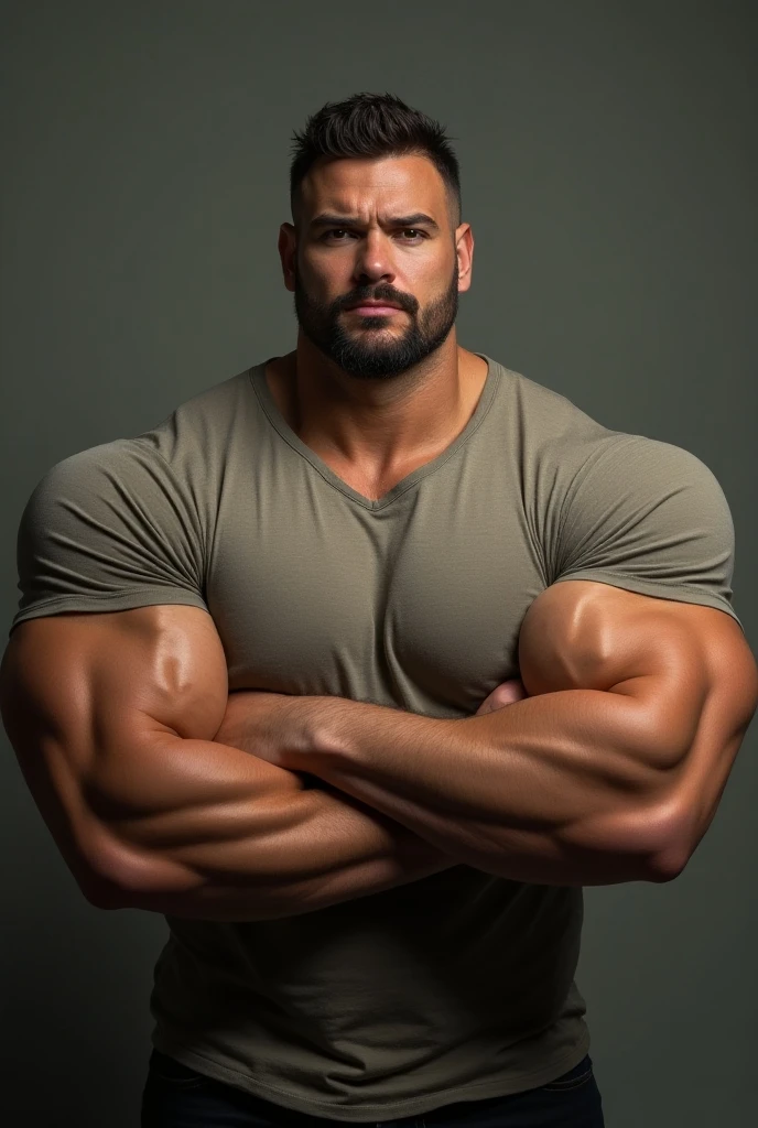 A person with large forearms who wears a shirt 