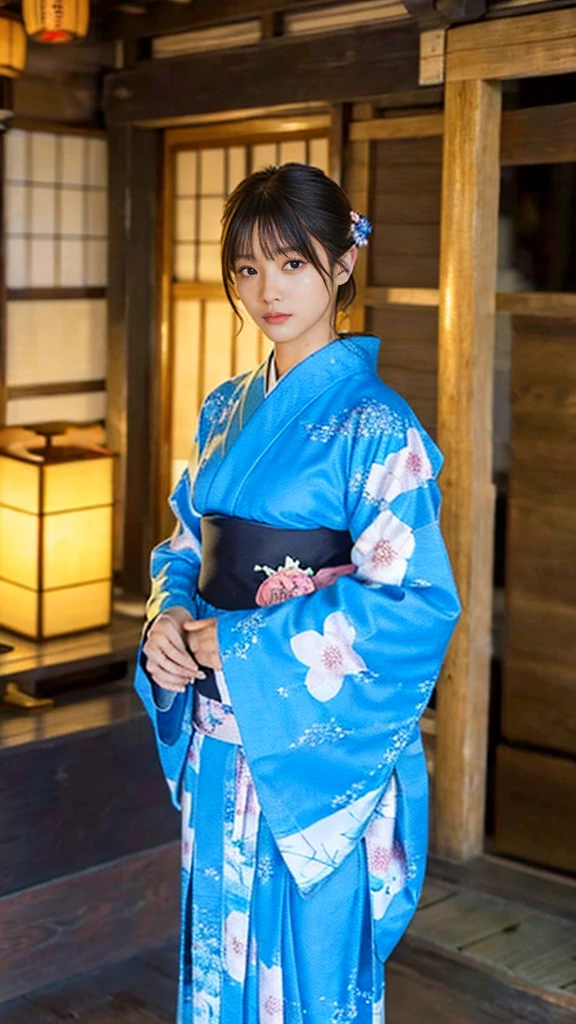 solo,  turn your gaze ,  high resolution on down, masterpiece,  anatomically correct, Best Quality,  high definition model,  very detailed,  Ultra High Definition,  Textured Skin, woman、Cool look、yukata、 old Japanese folk house、In front of the kotatsu 、