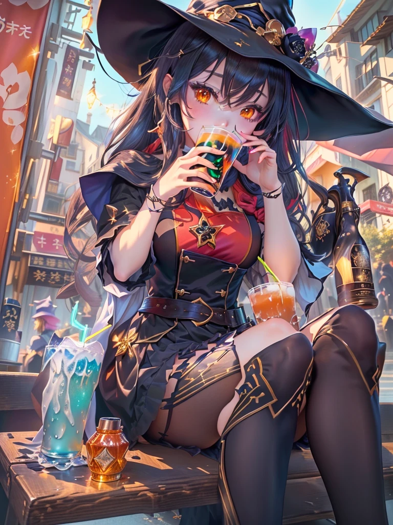 Pretty and beautiful girl,Cute Smile,Blushing,Red lips,One Woman, Glowing Skin, View your viewers, Castle reception room、Tea party((The floats are as follows::1.3, Tea cup, you can, teaspoon, Pocket watch:1.3, Lipstick, Candy:1.2, クッKey, Jam jar, Classic Door_Key)), ((witch, Black Stockings:Medium Hair:1.6),( Bright eyes with highlights, Detailed eyes), (Sitting on a chair), Sexy posture, Amazing colorful art, (Fantasy art:1.2, Mysterious images), ((Correct ???????:1.5, Perfect ???????:1.3, The right move, ))
