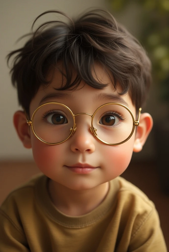 1men,Nobita,yellow clothes, brown hair, boy hair, glasses, looking up right, realistic,ultra detail,70 mm lens.