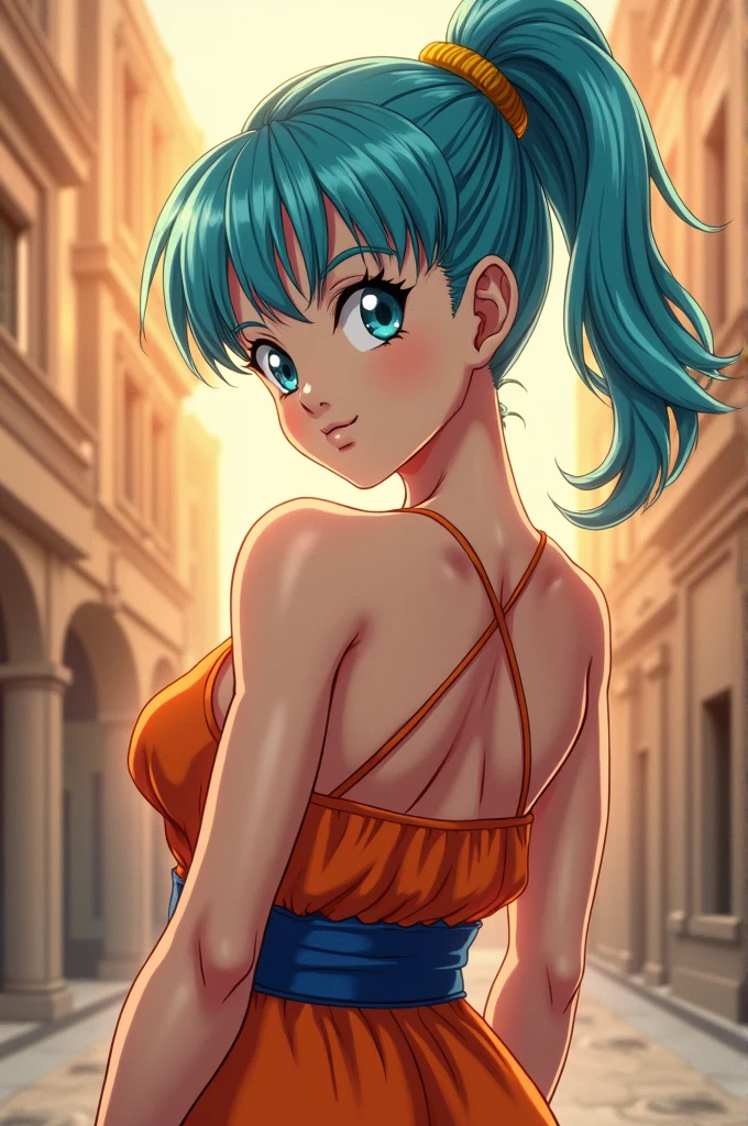 masterpiece, best quality, highest quality, (perfect illumination:1.4), (photorealistic), perfect anatomy, perfect face, perfect eyes, aqua hair, short hair, blue eyes, earrings,(white panties:1.5), looking back