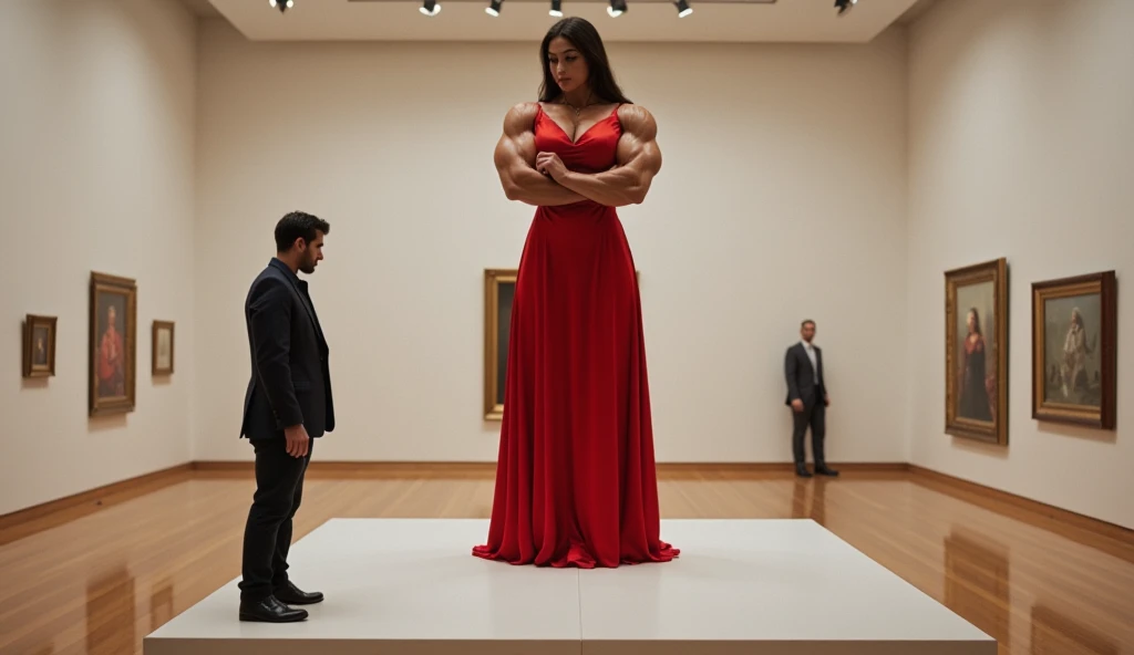 spaghetti-strap dress, (big giant enormous oversized massive huge colossal breasts:1.5), (gigantic sagging breasts:1.5), symmetric breasts, (extremely very long full big hair)