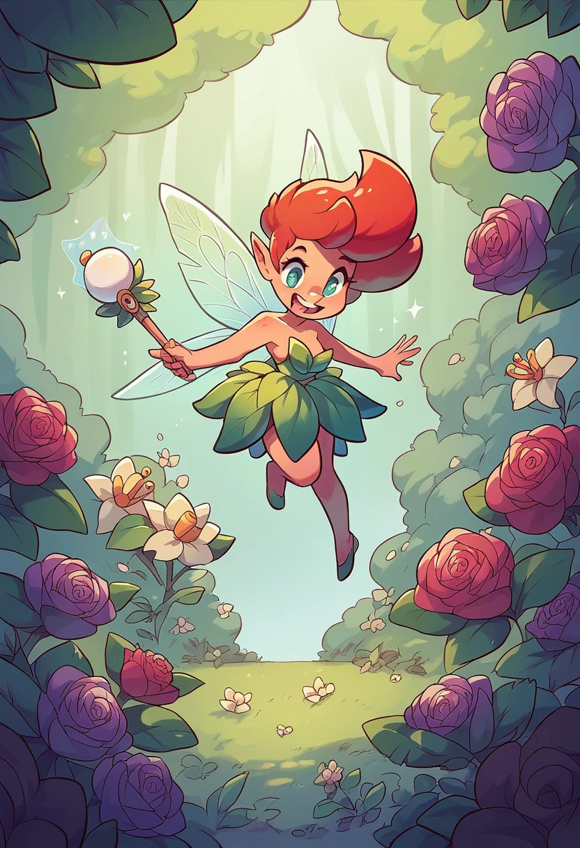 Fairy with short stature and no clothes, naked, party, Fun, in anime style, 2d, 4K