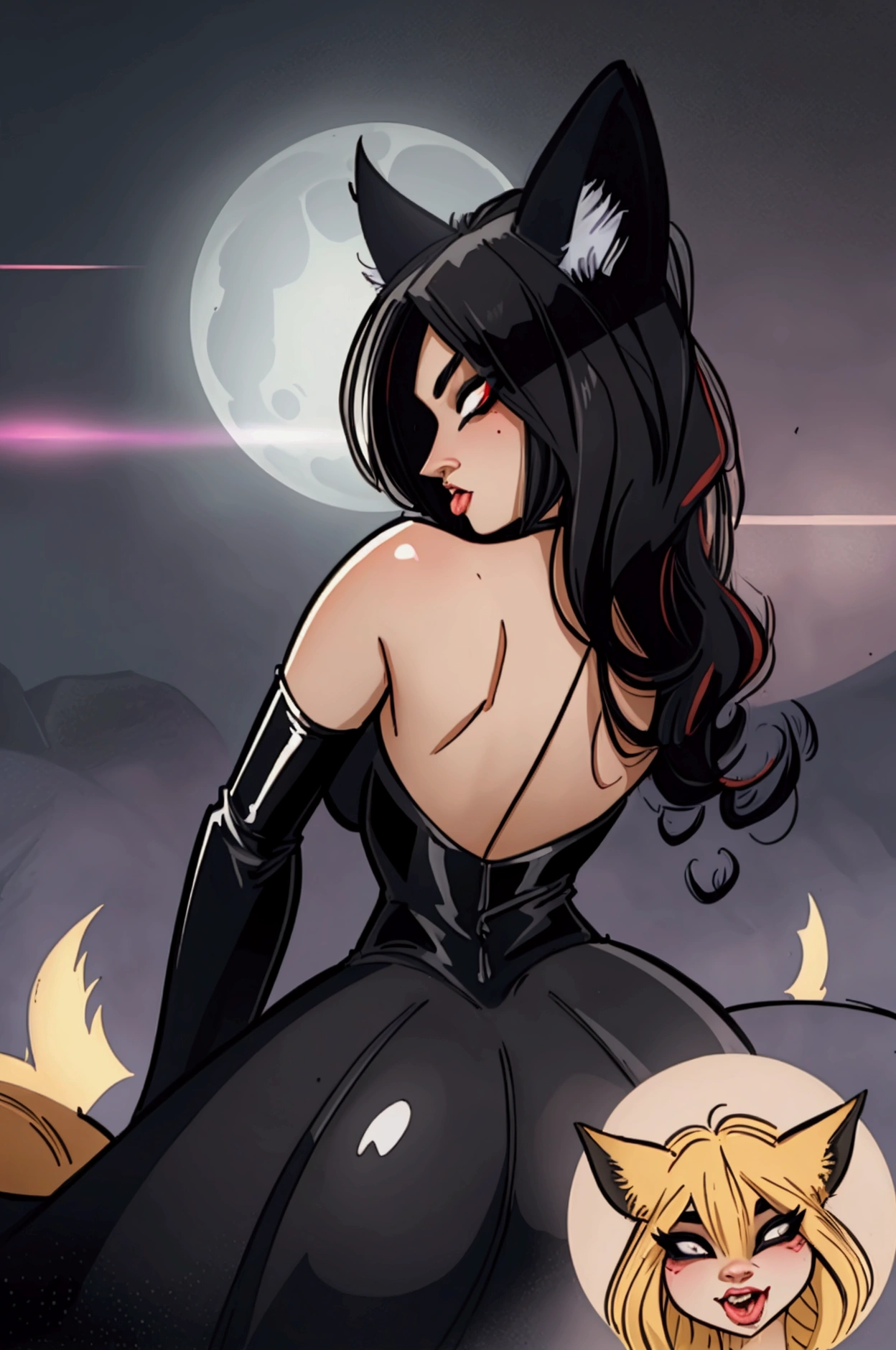 (best quality,ultra-detailed,realistic:1.37),mystical black fox sneaking,transforming into lovely temptress,enticing young men,nighttime encounters,1920's New York City,captivating seduction,forbidden desires,secretive rendezvous,dark desires unleashed,mesmerizing spell,ensnaring minds and bodies,ensuring secrecy in the shadows,intimate moments under moonlight,stealing their seed,erotic encounters,embodying temptation,unleashing passion,oh so alluring,tempting fate,eyes filled with mischief,mysterious allure,hypnotic charm,mischievous grin,dark seduction,hint of danger,dark secrets revealed,unveiling forbidden pleasures,masked fantasies,nighttime trysts,untamed desires,irresistible enchantment,carnal acts,Gatsby-like era ambiance,smoky speakeasies,prohibition-era intrigue,secretive atmosphere,charismatic fox in human form,ensnared in fox's spell,irresistible pull,desire awakens,erotic transformation,lingering scent of passion,indulging in lust,guilty pleasures,enthralling encounters,ravishing beauty,tangled in the fox's web,all-consuming desire,ensnaring hearts,1920's charm with a dark twist,vulnerability and temptation intertwined